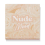 ColourPop Shadow Palette Nude Mood displayed closed, showcasing a beige rose-embossed square cover with large “Nude” and script “Mood” lettering, compact shadow palette photographed on a clean white studio background.