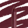 ColourPop Lippie Pencil On Ice draws deep burgundy wine strokes on a white backdrop, the sharpened tip in close-up highlighting precise lip lining and rich pigment.