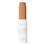ColourPop Pretty Fresh Tinted Foundation Balm in Dark 17, open twist-up stick showing a warm deep tan shade, standing upright in a white tube with peach “Pretty Fresh” lettering on a clean white background.