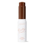 ColourPop Pretty Fresh Tinted Foundation Balm in Deep Dark 22, a twist-up foundation balm stick, stands open with a rich deep-brown bullet, housed in a white tube with peach 'Pretty Fresh' lettering, shown upright on a clean white background.