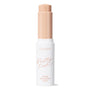 Fair 3 shade of ColourPop Pretty Fresh Tinted Foundation Balm standing open, twist-up stick extended to show a light neutral tone, in a white tube with peach Pretty Fresh lettering, centered on a clean white background.