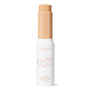 ColourPop Pretty Fresh Tinted Foundation Balm, Light 8 shade, shown uncapped with the twist-up stick raised, warm beige tone visible, in a white tube with peach script logo, centered on a white studio background.