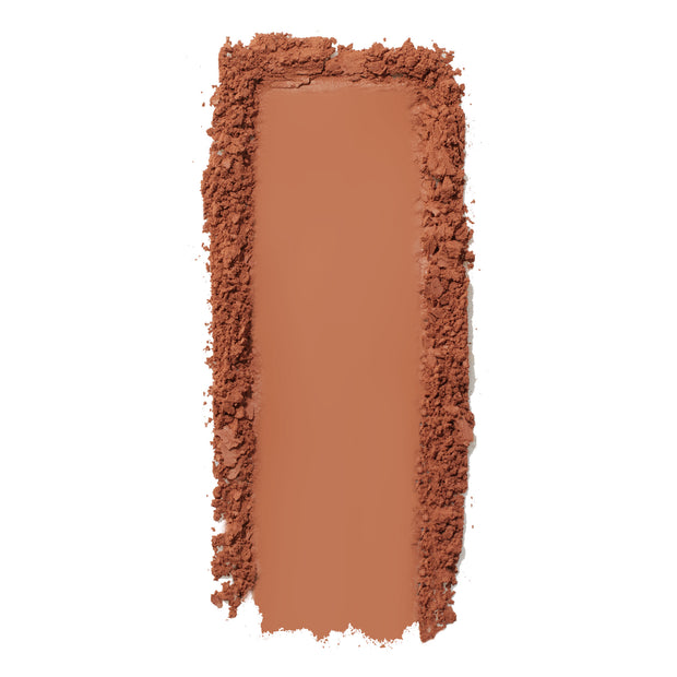 Chip pressed powder blush rectangular swatch showing a matte warm terracotta shade, smooth center framed by crushed powder on a white background; ColourPop Pressed Powder Blush for a natural sun-kissed flush.