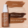 ColourPop Hyaluronic Hydrating Foundation Pretty Fresh, Fair 15 W, in a tan bottle with white pump, beside shade swatches labeled Oil Free, Dermatologist Tested, Medium Coverage, ideal for all skin types on a beige background.