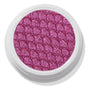 Pug Life ColourPop Super Shock Shadow showcasing a shimmering fuchsia-pink pan with silvery violet sparkle, embossed in a scaled quilt pattern, sitting in an open white single pot against a clean studio white background.