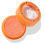 Flamethrower Super Shock Shadow opens to reveal a sparkly orange‑coral eyeshadow in an orange pot, topped with a clear lid showing a holographic flame and blue ColourPop Pokémon lettering; ColourPop Super Shock Shadow single.
