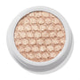 ColourPop Sailor Super Shock Shadow glitters in a close-up, a champagne-beige cream eyeshadow with a honeycomb quilted texture, seated in a white round pot on a clean white background, showcasing its metallic shimmer finish.