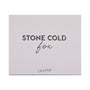 Stone Cold Fox shadow palette shown closed, featuring embossed “STONE COLD fox” lettering on a pale taupe faux-leather cover with ColourPop logo, studio-lit on a white background; a sleek neutral ColourPop Shadow Palette packaging shot.