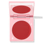 TTYL ColourPop Cream Blush compact revealing a matte deep coral-red pan and mirror, shown half-open in a pastel pink case with white star accents on a clean white background.