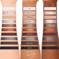 ColourPop Tried and True Crème Gel Liner swatches line three arms, showcasing matte and metallic shades - Exit, Calabasas, Honeydude, Kicker, Hit the Jackpot, Overboard, Sunnyvale, Karaoke Night, Brew Haha, and Swerve - across light, medium, and deep skin tones.