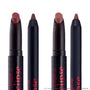 Immortal Kiss Lippie Stix Duo from the Twilight collection standing upright against a white background, showing two creamy mauve-brown lipstick crayons and two matching liners in sleek black tubes with red Eclipse branding.