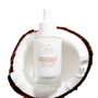 Fourth Ray Beauty Coconut Face Milk dropper bottle resting inside a halved coconut on a white background, showcasing the 0.95 fl oz (28 ml) size and minimal white label, ideal for ColourPop Face Milk skincare routines.