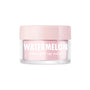 ColourPop Watermelon Lip Mask shown in a small clear glass jar with a pale pink lid, the light pink overnight formula labeled “WATERMELON” in white, sitting centered against a clean white background.