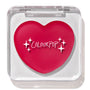 Heart-shaped hot pink compact with white “ColourPop” logo and sparkles rests closed in a clear square case, featuring the ColourPop Lip and Cheek Balm in Girls Night, a rosy multitasking balm for lips and cheeks.