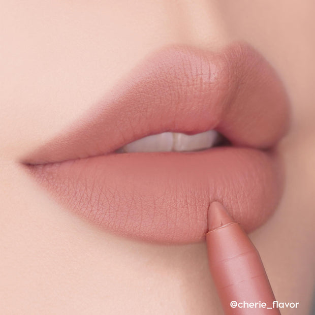 ColourPop Lippie Pencil in Cool BFF lining soft matte nude lips, the creamy cool-toned beige-pink shade defining the cupid’s bow in a close-up beauty shot for a precise, everyday lip look.