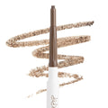 ColourPop Cool Cocoa Pencil brow pencil extends its retractable tip, laying cool‑toned medium brown swatch strokes on a clean white background to showcase the shade payoff and smooth, creamy texture.