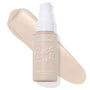 ColourPop Hyaluronic Hydrating Foundation, Pretty Fresh shade Fair 03 C, shown in a frosted pump bottle with white cap, standing over a cool fair beige swatch on a white background.