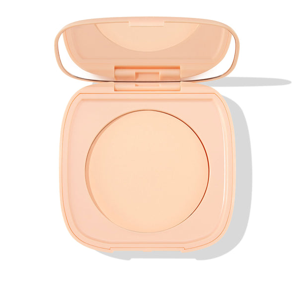 ColourPop Pretty Fresh Face Powder in Fair 1, an open compact displaying a pale beige pressed powder pan in a peach-toned square case with a flip-top lid, set against a clean white background.