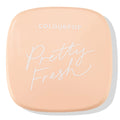ColourPop Pretty Fresh Face Powder in Fair 1, a square peach pressed powder compact with rounded edges, sits closed displaying white Pretty Fresh script and COLOURPOP logo against a clean white background.