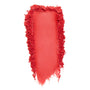 4ever Yours ColourPop Pressed Powder Blush swatch - vivid warm coral-red matte pigment smeared in a vertical strip with crushed powder along the edges - shown on a white background for shade and texture reference.