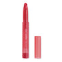 Jam Sesh ColourPop Lippie Stix in bright cherry red, twist-up slim lipstick with angled tip, shown uncapped with a translucent red tube and matching cap set to the side on a white background.