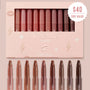 ColourPop Lippie Stix In the Nude vault presenting 10 slim bullet nude lipsticks, shades from rosy pink to deep brown, lined in a blush-pink box embossed IN THE NUDE with stars and lightning, marked $40 ($80 value).