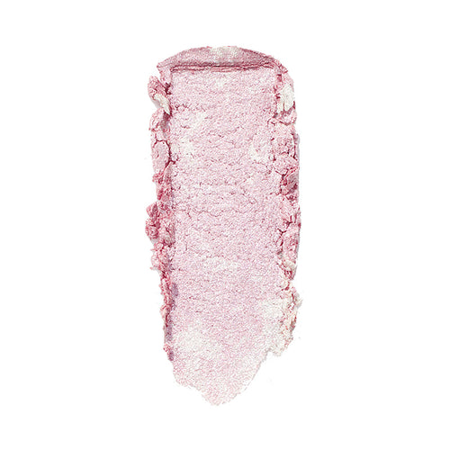 ColourPop Super Shock Highlighter Candy Floss swatched, a shimmery cotton-candy pink luminizer smeared in one swipe, revealing pearlescent, buildable glow and soft, blendable texture on a clean white background.