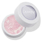 ColourPop Super Shock Highlighter Candy Floss opens to reveal a shimmery pale pink, marbled pink-and-ivory pan in a white round pot with clear logo lid, showing its cream-to-powder glow finish on a clean white studio background.