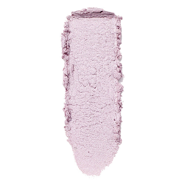 ColourPop Hippo Super Shock Highlighter swatch in icy lavender, shown as a thick vertical smear with a pearly, cool-toned sheen, highlighting the creamy-to-powder texture on a clean white background.