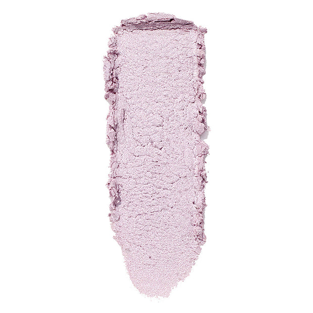 ColourPop Hippo Super Shock Highlighter swatch in icy lavender, shown as a thick vertical smear with a pearly, cool-toned sheen, highlighting the creamy-to-powder texture on a clean white background.