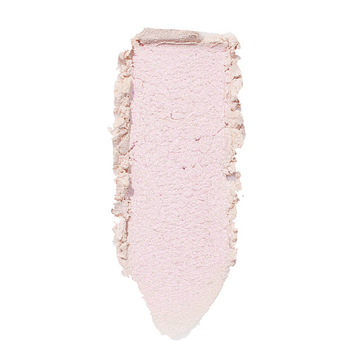 ColourPop Monster Super Shock Highlighter swatched in a single vertical swipe, revealing a pale pink, pearly shimmer with soft, crushed edges and a creamy powder texture on a white background.