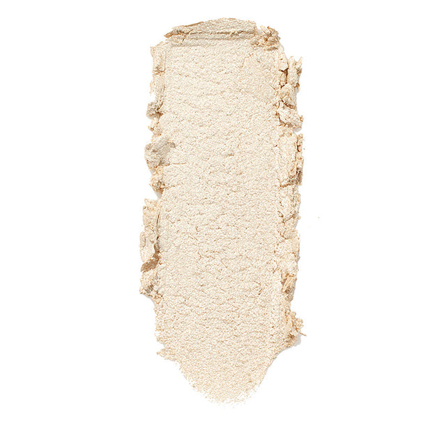 ColourPop Stole the Show Super Shock Highlighter swatch, a shimmery icy champagne shade, shown as a single creamy swipe with textured edges on a white background.