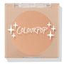 ColourPop Pressed Powder Bronzer in Avila Beach sits closed in a square nude compact, clear lid stamped with white stars and COLOURPOP, revealing a large round warm tan bronzer pan in a clean studio product shot on a light background.