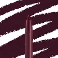 ColourPop Crème Gel Liner in Charmer shows a retractable, creamy tip in deep burgundy with a glossy plum barrel, gliding against bold wine swatches to showcase rich, long-wear eyeliner color and precise application.