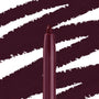 ColourPop Crème Gel Liner in Charmer shows a retractable, creamy tip in deep burgundy with a glossy plum barrel, gliding against bold wine swatches to showcase rich, long-wear eyeliner color and precise application.
