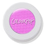 Colourpop Lil Vibe Super Shock Blush compact showing bright matte hot pink blush with textured finish under clear lid, white round casing, studio lighting on white background for Shop All Colourpop collection.