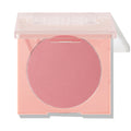 ColourPop Pressed Powder Blush Sassy Pants displaying a soft rose‑pink round pan as the clear lid sits half‑open in a peach compact, set against a clean white studio background.