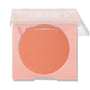 Shortbread pressed powder blush compact displaying a warm peach pan in a pale pink square case with a clear lid half closed, ColourPop Pressed Powder Blush shown on a clean white background.