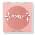 ColourPop Pressed Powder Blush, To the 10, closed compact showcasing a warm rosy matte pan inside a translucent pink square case with clear lid and white star logo, studio-lit on a clean light background.