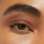 Close-up eye showcases Walnut Ave Shadow Stix, a warm matte walnut-brown shade from ColourPop Shadow Stix, smoothly blended across the eyelid with natural lashes for a soft everyday look.